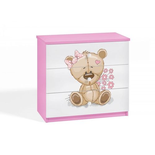 Commode Babydreams Rose Avec Un Ours En Peluche Fleurs