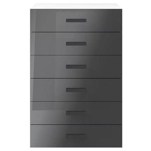 Commode Blanche Et Anthracite Brillant 6 Tiroirs Goodhome Atomia H. 112,5 X L. 75 X P. 47 Cm