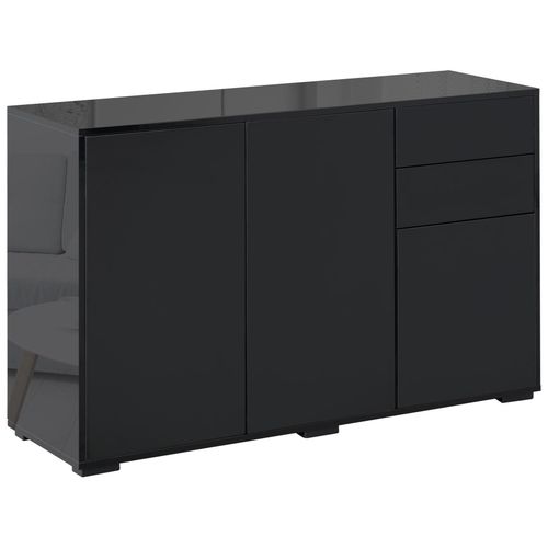 Commode Buffet De Rangement 2 Tiroirs Coulissants 3 Portes tagre Rglable Panneaux De Particules 117 X 36 X 74 Cm Noir