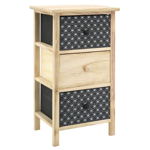 Commode En Bois Teint Noir Et Naturel 3 Tiroirs