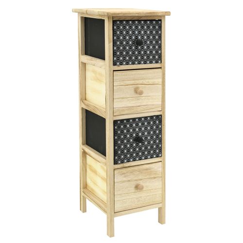 Commode En Bois Teint Noir Et Naturel 4 Tiroirs