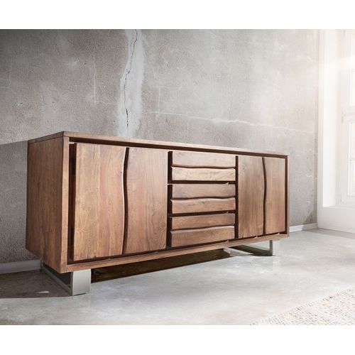 Commode Live-Edge Acacia 172 Cm 4 Portes 3 Tiroirs Tronc D'arbre Buffet