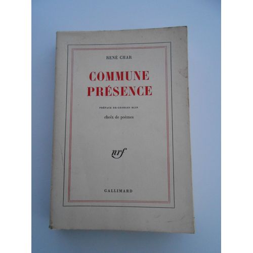Commune Presence.   de Ren Char  Format Broch 
