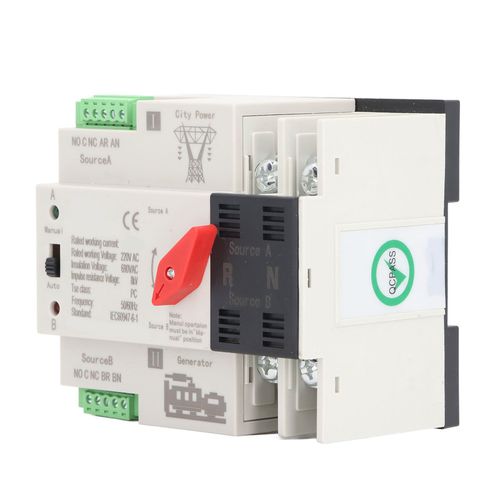 Commutateur de transfert automatique à double puissance, 2P millisecondes, contrôleur de synchronisation à commutation rapide, AC220V, Type Rail ATS, secteur vers moteur 63A