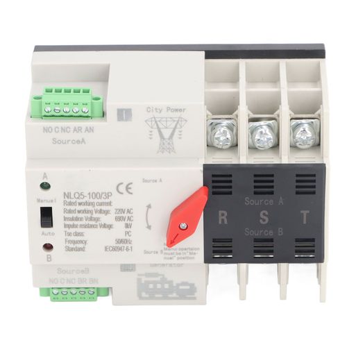 Commutateur de transfert automatique à double puissance 3P milliseconde, contrôleur de synchronisation à commutation rapide, AC220V, Type Rail ATS secteur vers moteur 63A