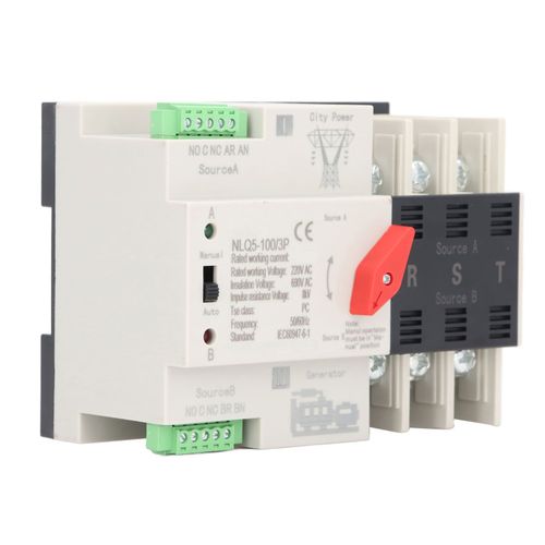 Commutateur de transfert automatique à double puissance 3P milliseconde, contrôleur de synchronisation à commutation rapide, AC220V, Type Rail ATS secteur vers moteur 63A