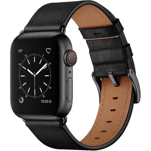 Compatible Avec Apple Watch Band 41 Mm 40 Mm 38 Mm, Bracelet En Cuir Vritable Bracelet De Remplacement Compatible Avec Apple Watch Series 7/6/5/4/3/2/1/Se, Black Ban