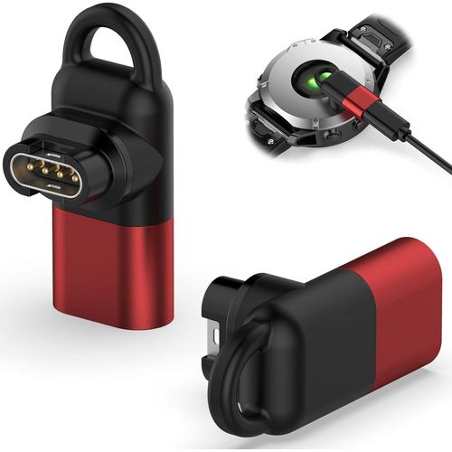 Compatible Avec Chargeur Garmin Fenix 7//7s/7x Vers Adaptateur Lightning Femelle,Convertisseur De Charge De Scurit Portable Pour Garmin Forerunner 955/255,Instinct 2/2s,Vivomove 3/3s Rouge