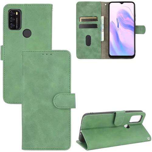 Compatible Avec Coque Blackview A70 2021, Portefeuille Etui Cuir Magntique Housse Avec Fentes De Cartes, Antichoc Support+Protecteur D'cran En Verre Tremp*2-Vert