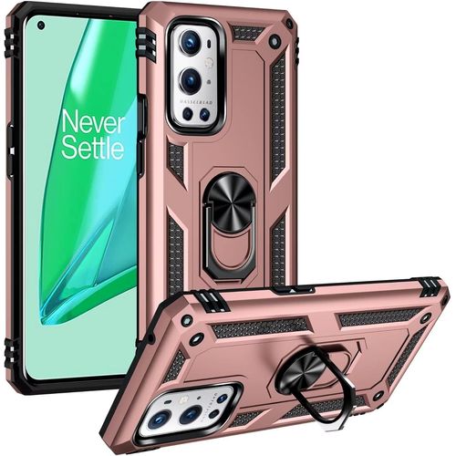 Compatible Avec Coque One Plus 9 Pro Avec Aimant Anneau Support, 360Double Couche Renforce Dfense Bumper Antichoc Armure Housse Etui Avec Protection cran-Or Rose