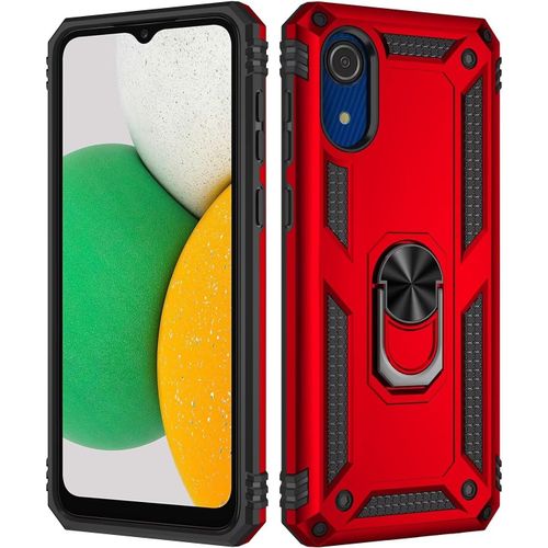 Compatible Avec Coque Samsung Galaxy A03 Core Avec Aimant Anneau Support, 360Double Couche Renforce Dfense Bumper Antichoc Armure Housse Etui Avec Protection cran-Rouge