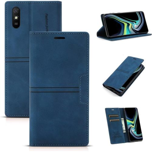 Compatible Avec Coque Xiaomi 12x, Pu Cuir Flip Folio Portefeuille Avec Emplacement Carte, Magntique Antichoc Support Etui Housse+2x Verre Tremp-Bleu