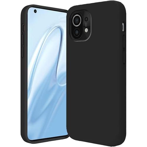 Compatible Avec Coque Xiaomi Mi 11 Lite 4g Silicone Liquide Coque Xiaomi Mi 11 Lite 5g Antichoc Anti-Empreintes Ultra Mince Protection Case (Noir, Xiaomi Mi 11 Lite 4g/5g)