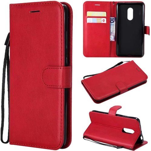 Compatible Avec Coque Xiaomi Redmi Note 4x, Flip Rabat Cuir Portefeuille Housse Avec Fentes Pour Cartes, Magnetique Fonction Stand Etui A Rabat Rouge & 2x Verre Trempe