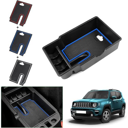 Compatible Avec Jeep Renegade 2015-2024 2025 Bote De Rangement Pour Console Centrale, Renegade 2023 Accoudoir Central, Organ Ur Bote  Gants, Accessoires Renegade (Bleu)[Voi6171955]