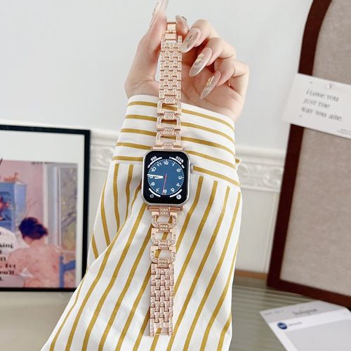 Compatible Avec Le Bracelet De Montre Apple S10 987654 Gnration, Bracelet En Mtal Diamant En Forme De D Pour Xiaomi 8/9pro Redmi 5/4-Or Rose - 38/40/41/10e Gnration 42 Mm