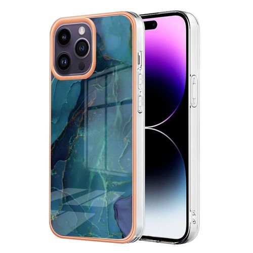 Compatible Avec Le Cas D'iphone 15 Pro Max Antichoc Tpu Silicone Pare-Chocs Marbre - Vert