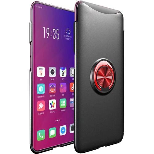 Compatible Avec Oppo F19 Pro Coque, 360 Degres Protection Bumper + Verre Tremp, Coque Avec Anneau Support Cover Skin Cases Housse Etui Protector-Noir Rouge