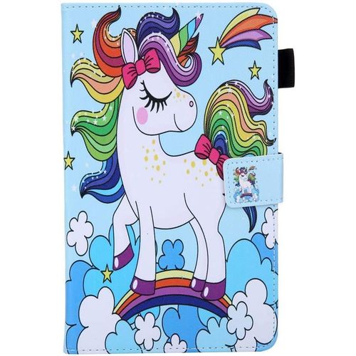 Compatible Avec Samsung Tab A 8 Bleu Clair Coque Antichoc Housse De Protection Motif Animaux Cheval Blanc Porte Carte Stand Etui En Cuir Pu Pour Samsung Galaxy Tab A 8.0 Pouces 2019 T290/T295