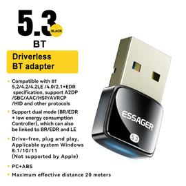 Acheter Adaptateur Audio sans fil Bluetooth 5.3, récepteur Dongle USB  Bluetooth pour PC portable, casque haut-parleur, adaptateur Audio de  musique de voiture sans fil, pilote gratuit