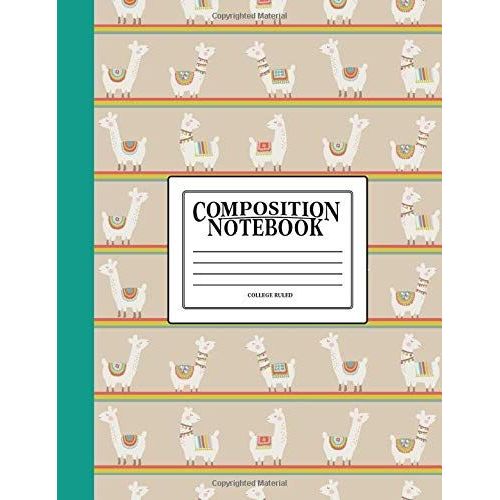 Composition Notebook: College Ruled: 100 Page Creative Writing Tablet For University, High School & College Student Exams, Assignments & Projects: Brown Llama Cover 16   de Papeterie Bleu  Format Broch 