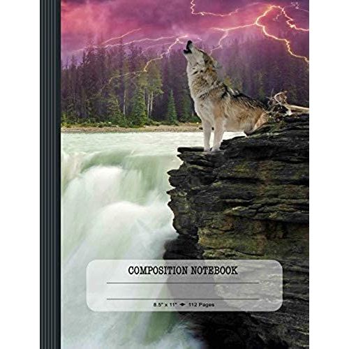 Composition Notebook: College Ruled Lined Writing And Journaling Paper Book 8x5 Inches Large - Blank Wolf And Dog Image Journal   de Styles Composition Notebooks  Format Broch 
