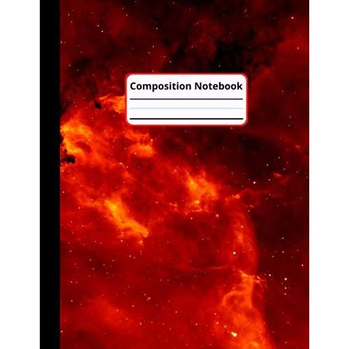 Composition Notebook: Red Space Galaxy Wide Ruled Paper Book 