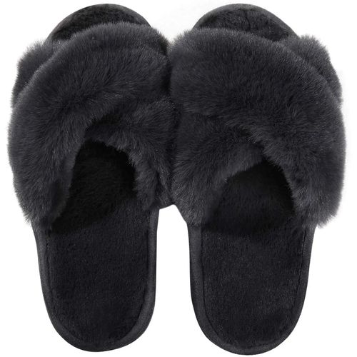 Comwarm-Pantoufles Floues  Bande Croise Pour Femmes