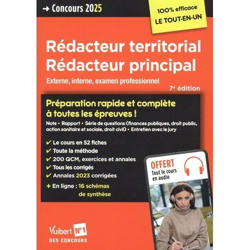 Concours Rdacteur Territorial, Rdacteur Principal Catgorie B - Externe, Interne Et Examen Professionel    Format Grand Format 