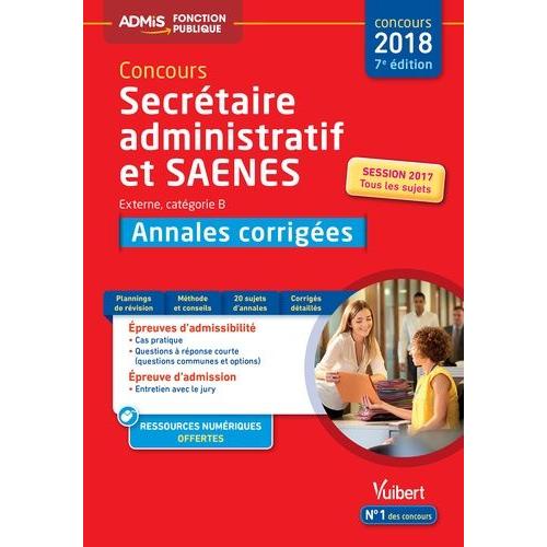 Concours Secrétaire Administratif Et Saens Annales Corrigées Catégorie B Rakuten 8701