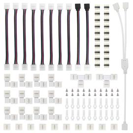 Connecteur de bande LED RGB, 95 pièèces, 5050 4 broches, câble