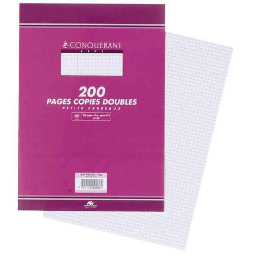 Conqurant Sept Lot De 3 Etuis 50 Copies Doubles Non Perfores A4 Petit Carreaux 5x5 80g 200 Pages