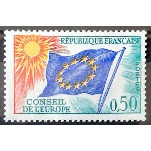 Conseil Europe Drapeau 0,50 Vert, Bleu, Rouge Et Jaune (Impeccable Service N 33) Neuf** Luxe (= Sans Trace De Charnire) - France Anne 1963 - Brn83 - N18929