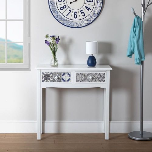 Console D'entre Avec 2 Tiroirs En Agglomr Blanc