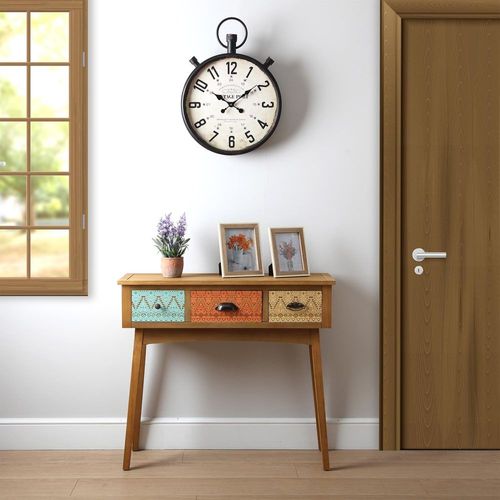 Console D'entre Avec 3 Tiroirs En Bois De Pin Multicolore