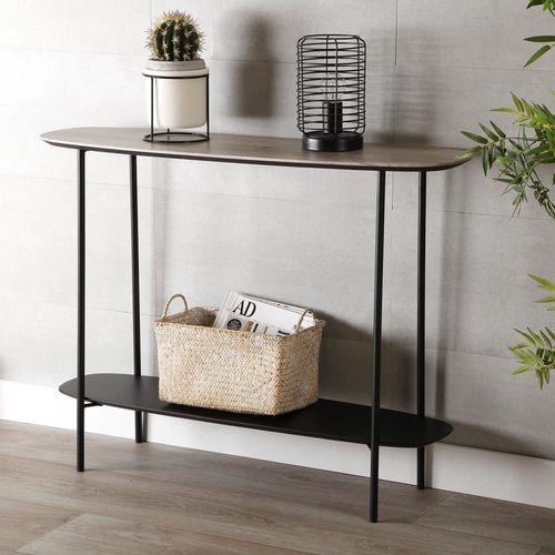 Console D'entre En Agglomr Imitation Bois Marron Et Noir