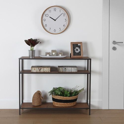 Console D'entre En Agglomr Imitation Bois Marron Et Noir Et Mtal
