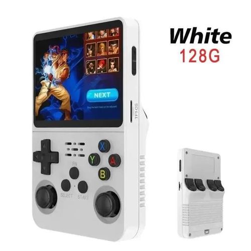 Console De Jeu Portable R36s - Open Source Linux - Blanc - 10,000 Jeux - cran Ips 3.5 Pouces