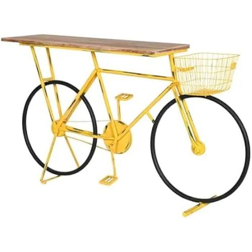Console - Home Esprit - Jaune Et Noir - Bois Et Mtal - 160 X 40 X 94 Cm - Meuble D'entre