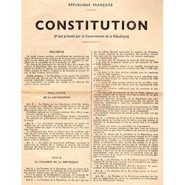Constitution 1958 - Projet Présenté Par Le Gouvernement De La République  Française - Discours Du Général De Gaulle 4/10/1958 À Paris - Fascicule Non  "Rogné" | Rakuten