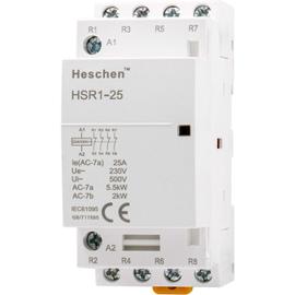 Contacteur ca domestique, HSR1-25, 4 pôles quatre tension de bobine  normalement fermée, AC 220V/230V 35mm montage sur Rail DIN