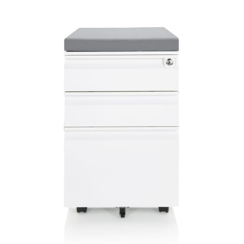 Conteneur Roulant Color Os Acier Blanc Incl. Coussin De Sige Gris Hjh Office