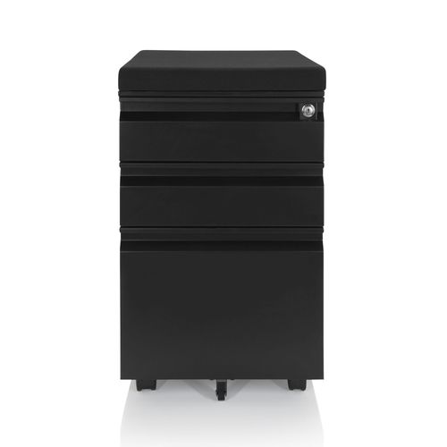 Conteneur Roulant Color Os Acier Noir Incl. Coussin De Sige Noir Hjh Office