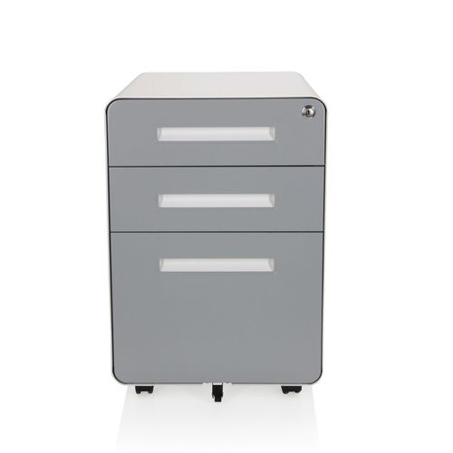 Conteneur Roulant Color Plus I Acier Blanc / Gris Hjh Office