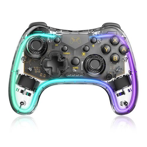Contrleur De Commutation Compatible Avec Nintendo Switch/Lite/Oled Et Pc/Ios/Android, Contrleur Lightning Rgb Clair Switch Pro Prend En Charge L'application Avec Turbo, Fonctions De Rveil
