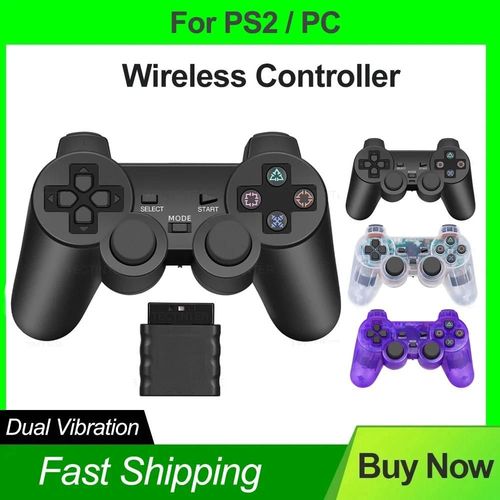 Contrleur Sans Fil Pour Manette De Jeu Ps2/Ps1, Double Choc De Vibration Pour Sony Playstation 2, Joypad, Joystick Controle Usb, Console De Jeu Pc Black