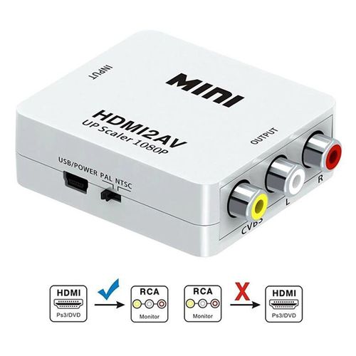 Convertisseur HDMI vers AV Fabriqu en Blanc pour Usage Professionnel Rfrence Technique 1080P Adaptateur HDMI vers RCA