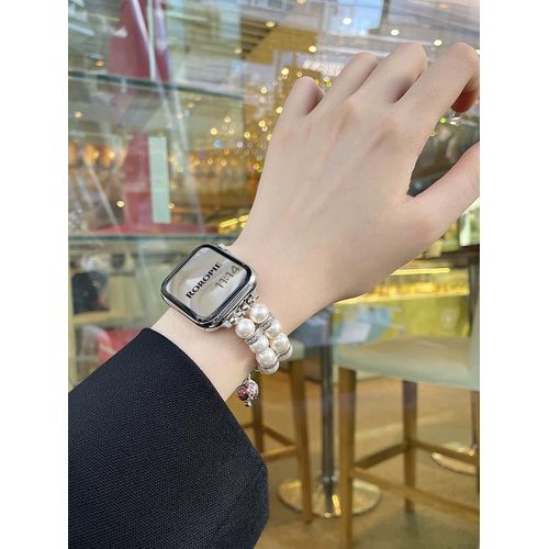 Convient Pour Apple Watch Applewatch Bracelet De Montre Pearl Haut De Gamme Pour Femme Iwatch2345678 Gnration Se-Les Perles Blanches Conviennent Aux Poignets De 14 Cm  15 Cm  45 Mm, 7  8 Gnra