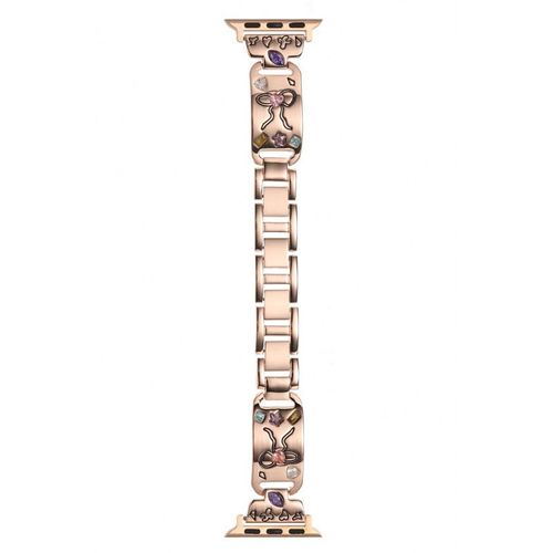 Convient Pour Apple Watch Iwatch9 Bracelet Mignon Chiot Couleur Diamant Mtal Applewatch87 Confortable Femme S10-Or Rose (Diamant En Forme De N?ud Papillon) - 42 Mm [1/2/3 Gnration]