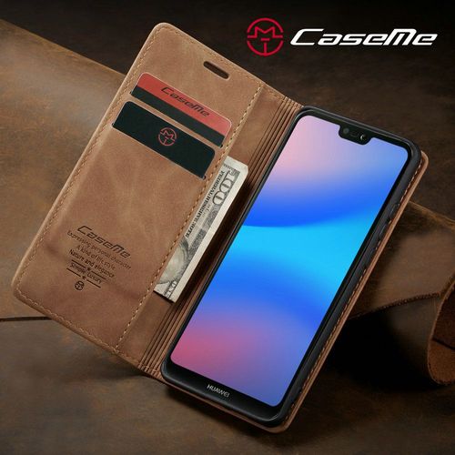 Convient Pour Huawei 7s/P Smart-Noir Rtro Ancien Style Affaires tui En Cuir Double Fente Pour Carte Billet De Banque Support Rotatif  360